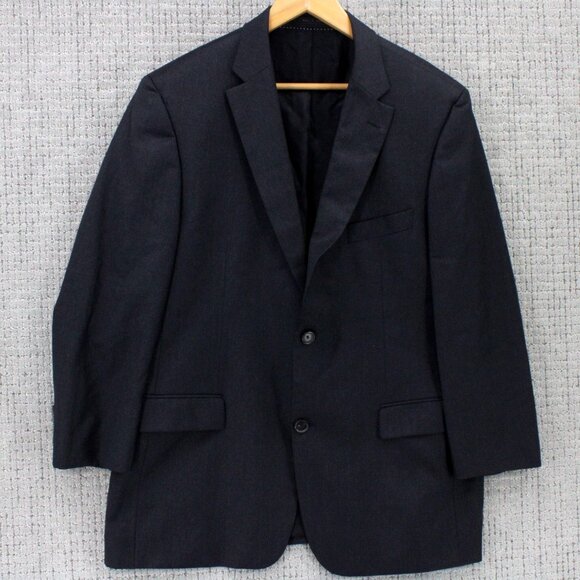 Boss Hugo Boss Blazer Mens Size 44R Dark Gray Two Button Front Lined Super 110 - Picture 1 of 11
